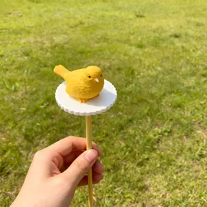 Outdoor pastoral yellow bird gardening decoration stick cute DIY resin crafts pot plant stake