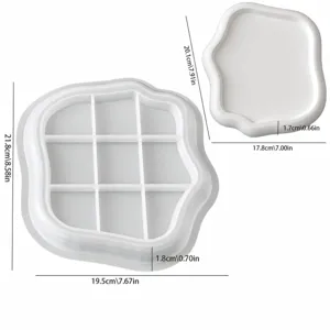 Silicone mold for castle storage box base, DIY epoxy casting mold, white geometric tray craft tool.