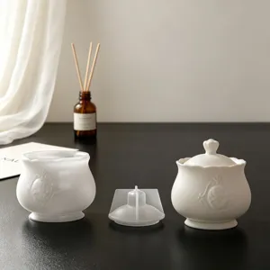 Stampo in silicone per barattolo goffrato retro candela aromaterapia contenitore