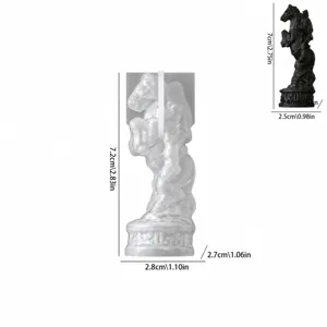 Detailed view of 3D European chess knight silicone mold for DIY resin crystal craft projects.