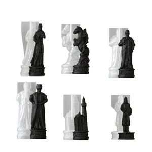 European style 3d chess silicone mold set for diy epoxy resin casting and candle crafts.
