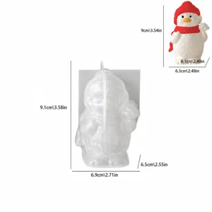 Christmas snowman silicone mold for candle making, 3D cute cartoon resin casting mold.