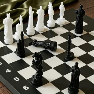 Detailed view of European style 3D chess set silicone mold, resin craft display piece.