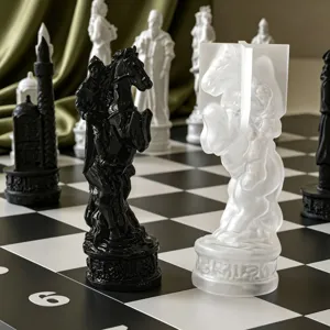 3D European style chess silicone mold DIY crystal epoxy resin chess piece ornament casting tool