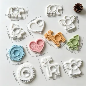 Moule en Silicone de Noël Motif en Relief Bougeoir pour Bougie DIY Résine Flocon de Neige Elz Ours Arbre Ange Cœur