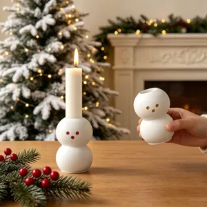 Natale Pupazzo di Neve Portacandela Stampo in Silicone DIY Gesso Decorazione Tavola