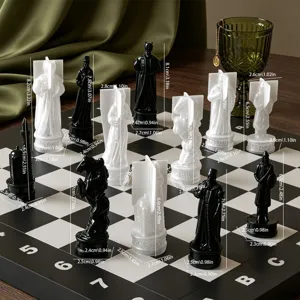 European Retro 3D Chess Silicone Mold DIY Crystal Epoxy Resin Casting Molds King Queen Castle Knight Chessboard Craft Mold