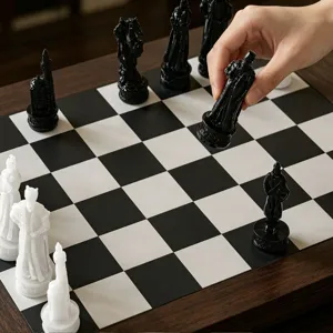 Elegant European style 3D chess set with exquisite carved pieces for classic board games.