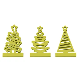 Dettagli degli stampi in silicone e inserti per abete di Natale dorati per creazioni fai da te.