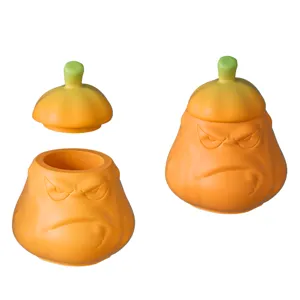 Detailed view of the angry pumpkin silicone mold, showing lid and jar parts clearly.