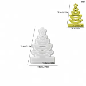Stampo in silicone cavo albero di Natale fai da te stella resina gesso portacandela ornamento