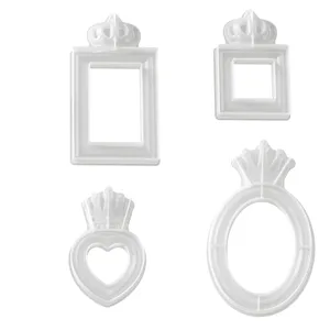 Silicone mold detail showing white crown photo frame designs for DIY epoxy resin crafts.