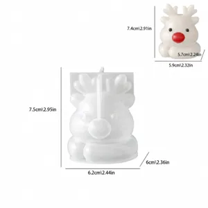 3D Christmas Reindeer Silicone Mold Cute Elk Aroma Candle Plaster Resin Mold DIY Craft Tool