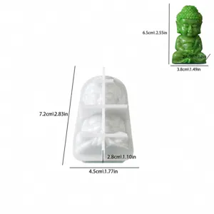 Silicone sitting Buddha candle mold DIY zen plaster ornament crafting tool with precise size.