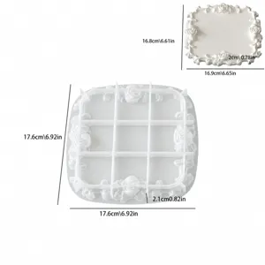Retro rose lace silicone tray mold diy plaster storage dish crafting mold tool