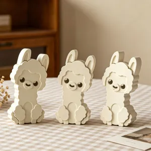 Cute alpaca shaped decorative storage jar ornament desktop cute animal home decor figurine
