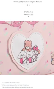 Pink cosmetic bag cute animal heart patch storage bag large capacity sweet girl handbag