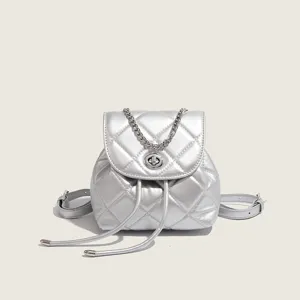 Femmes Mode Matelassé Cuir PU Mini Sac à Dos Classique Chaîne Sangle Cartable Sac Casual Quotidien Voyage