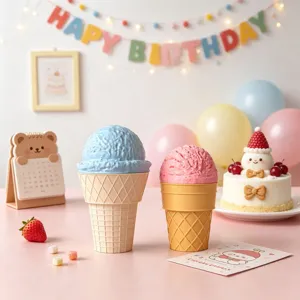 Ice cream cone silicone mold for DIY aromatherapy gypsum candles and storage container decor.