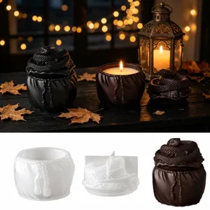 Molde de Silicona para Tarro de Almacenamiento Bolsa de la Fortuna de Serpiente DIY Vela Aromaterapia Molde
