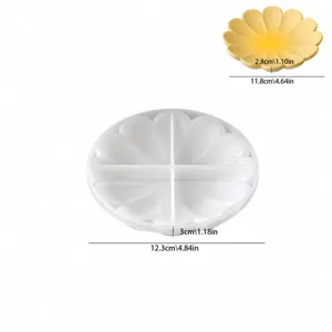 Silicone mold for ruffled flower tray, DIY plaster storage plate making tool with dimensions.