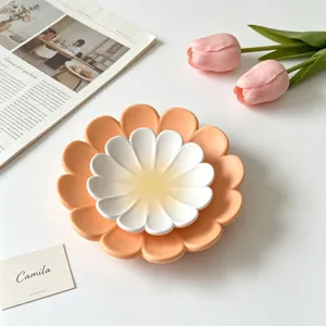 Double layer flower petal silicone tray mold, aesthetic home decor and jewelry storage dish.
