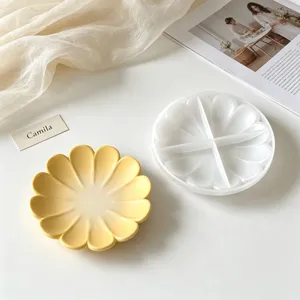Silicone flower petal tray mold for DIY resin, plaster, and trinket storage organization.