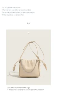 Elegant beige pleated shoulder bag with chain strap, fashionable chic crossbody bag for women.