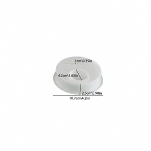 Round silicone mold with single hole for DIY scented candles and gypsum crafts detail view.