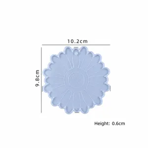 Small silicone flower coaster mold with hanging hole, 10.2x9.8cm craft casting mold.