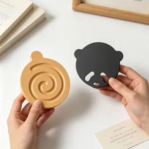 Creative silicone coaster mold set, minimalist Nordic style spiral and cute animal shape base.