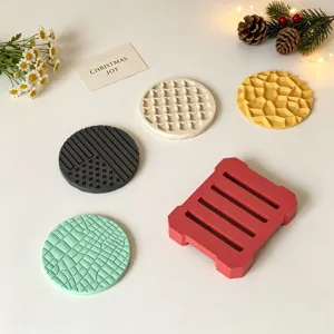 Silicone mold for geometric and fish scale coasters, stylish handmade tray base detail view.
