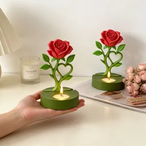 Rose heart candle holder silicone mold DIY aromatherapy gypsum ornament home decor tray