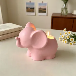 Schattige roze olifant geurkaars houder keramiek ornament gezellig thuis decoratie cadeau