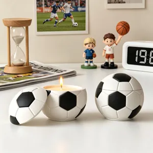 Football scented candle jar and storage box set with lid, creative sports style decor.