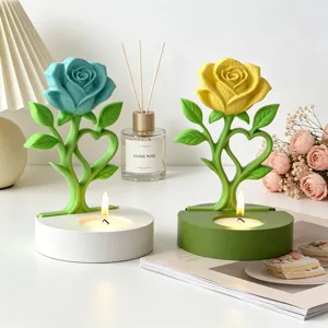 Rose shaped candle holder silicone mold DIY aromatherapy candle base plaster ornament decoration