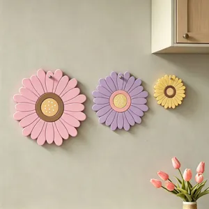 Silicone flower molds for epoxy resin and gypsum, cute daisy coaster mold with hanging hole.