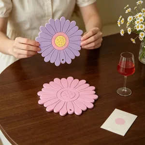 Silicone daisy flower coaster mold, lovely table mat for kitchen dining room home decor.