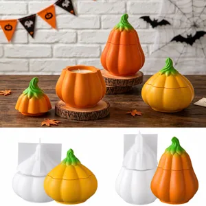 Halloween Pumpkin Silicone Mold DIY Scented Candle Container Storage Jar Plaster Mold Epoxy Resin Craft Making Mold