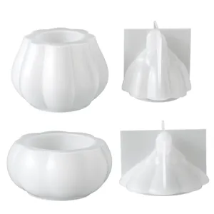 Silicone mold for pumpkin storage jar, DIY aromatherapy candle container, white craft tool.