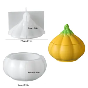 Pumpkin silicone mold with lid for DIY storage jar, resin, candle and plaster making.