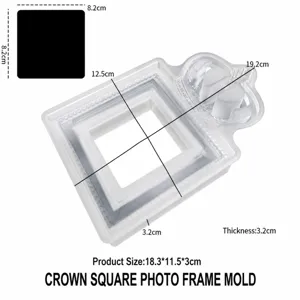 Silicone mold for crown square photo frame, DIY epoxy resin plaster casting craft tool.
