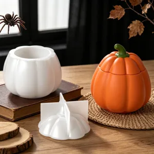 Halloween pompoen opbergpot siliconen mal set voor DIY geurkaarsenbekers en woondecoratie.