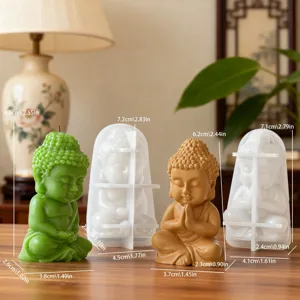 Creative Sitting Buddha Silicone Mold DIY Zen Home Decor Aromatherapy Candle And Plaster Craft Making Mold