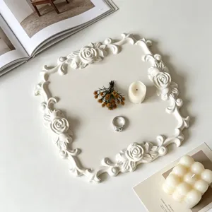 Vintage floral silicone tray mold aesthetic retro rose lace jewelry storage casting tray