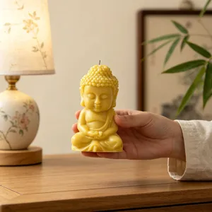 Meditating Buddha scented candle mold, creative handmade beeswax aromatherapy home zen decor.