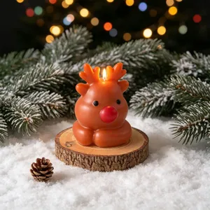 Cute Christmas reindeer scented candle holiday table decor winter cozy home decoration gift