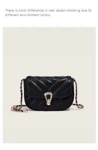 Chic quilted crossbody bag for women with elegant chain strap and metal lock closure.