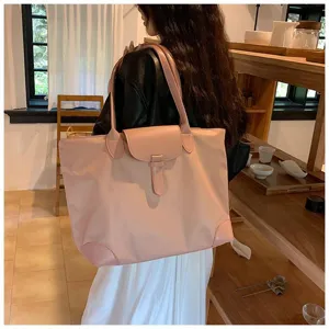 Large women's tote bag stylish pink commuter shoulder bag for daily casual work school use