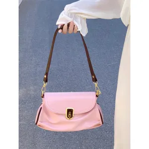 Womens Fashion PU Leather Underarm Shoulder Bag Vintage Color Block Pleated Casual Daily Tote Handbag Purse